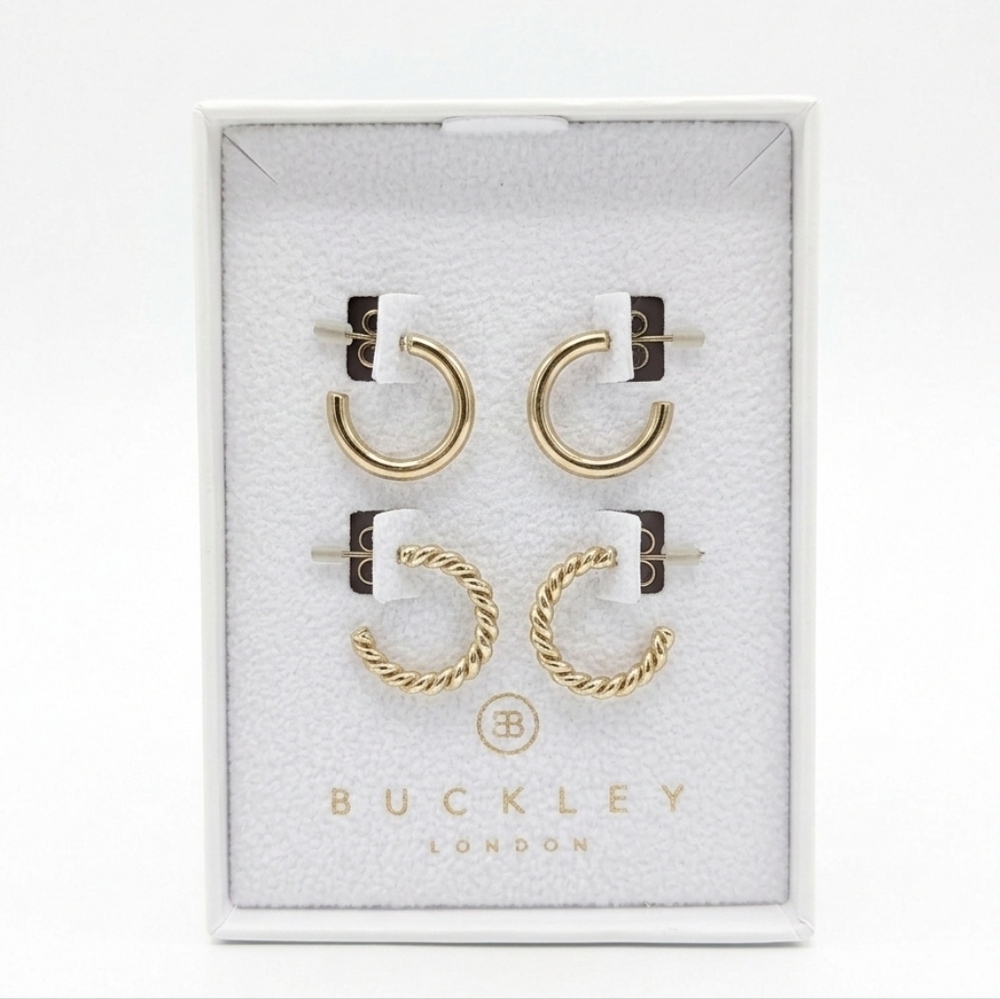 Buckley London Freya Gold Hoop Earrings Duo Gift Set